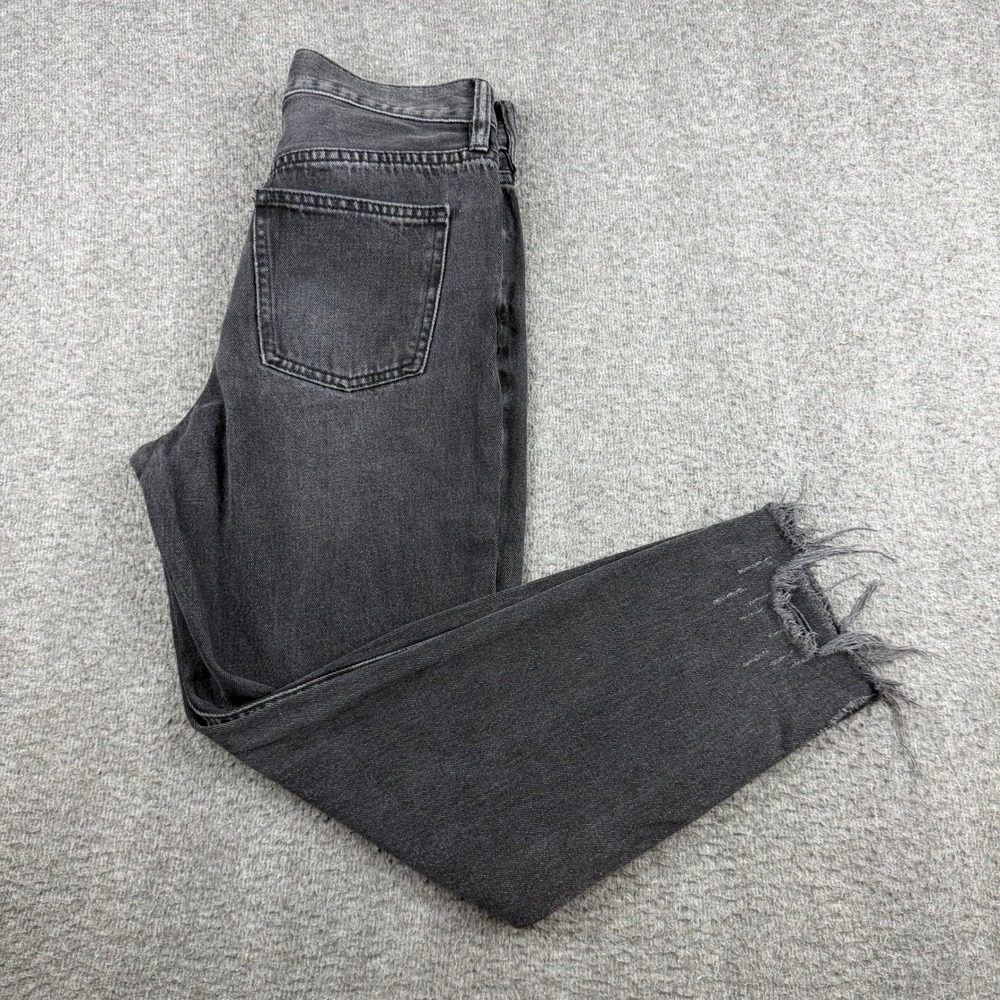 We The Free People High Rise Distressed Button Fly Jeans Washed Black Size 26‎